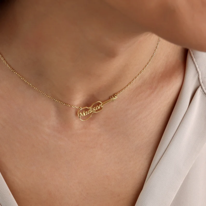 Personalized Violin Pendant Gold Plated Name Necklace