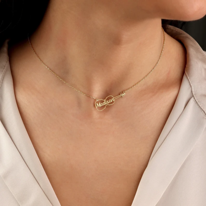 Personalized Violin Pendant Gold Plated Name Necklace
