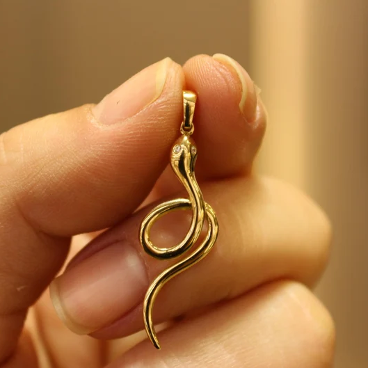 Snake Pendant Gold Plated Animal Necklace 