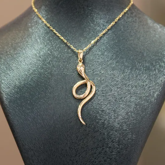 Snake Pendant Gold Plated Animal Necklace 