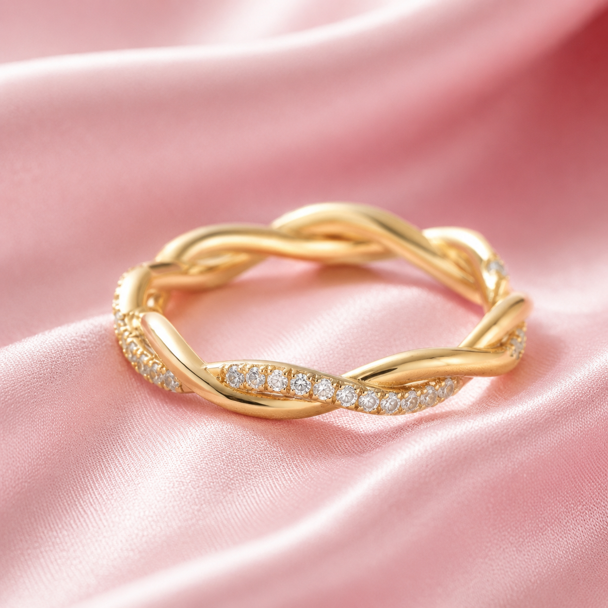 Twisted Infinity Zirconia Promise Ring Gold Plated