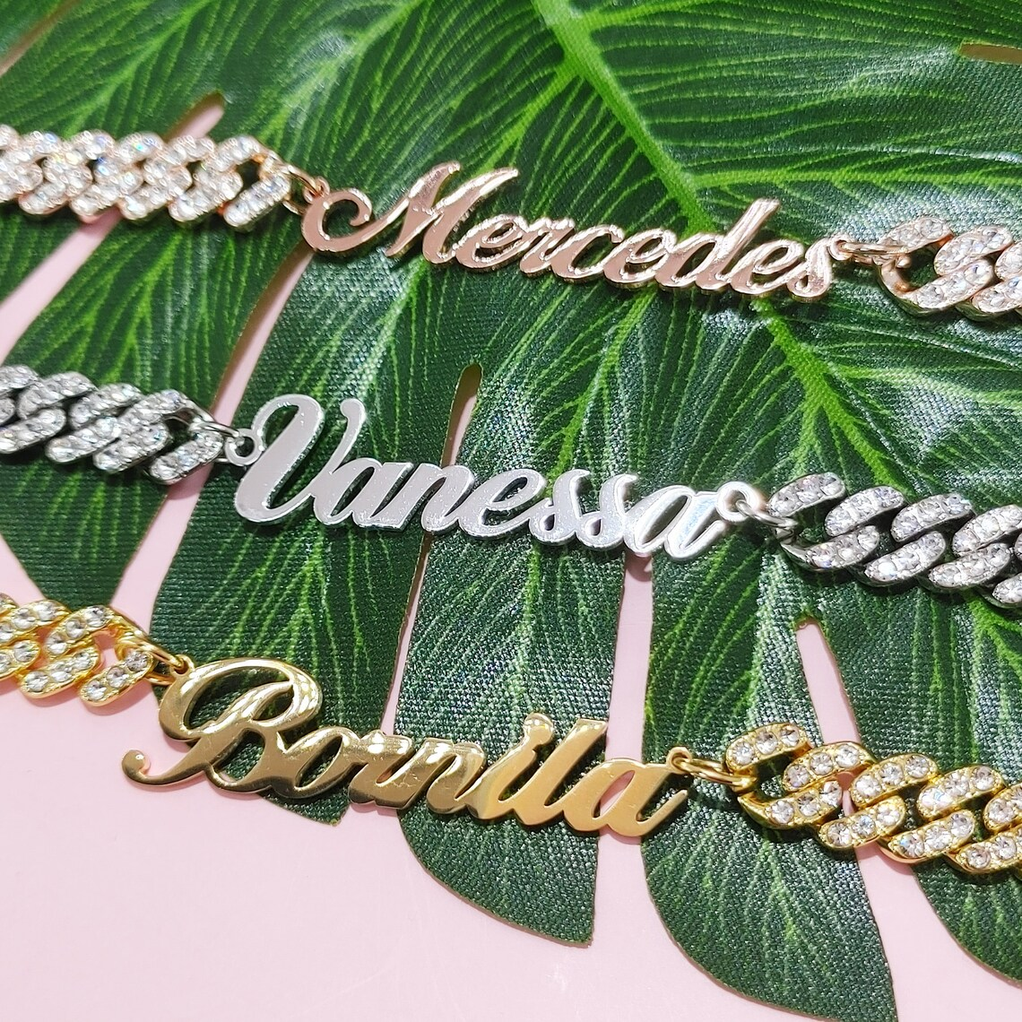 Iced Out Nameplate Cuban Chain Name Necklace