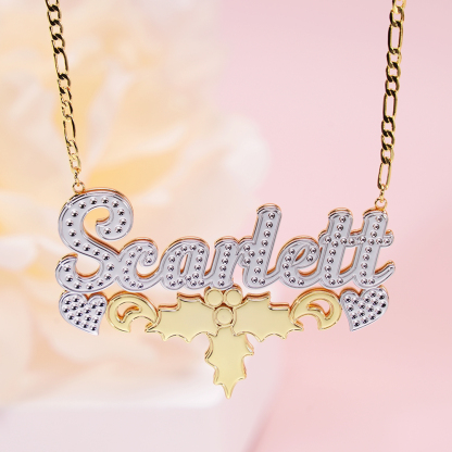 Double Plate Personalized Two Tone Gold Plated Name Necklace Christmas Gifts