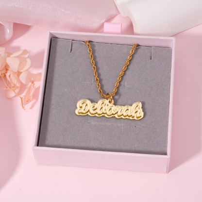 Gold Rope Chain Acrylic Nameplate Personalized Necklace