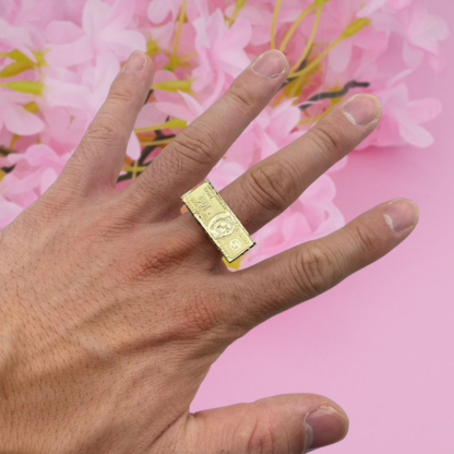Hundred Benjamin Dollar Bill Money Ring Engraved Ring