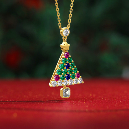 Christmas Tree Gold Plated Necklace