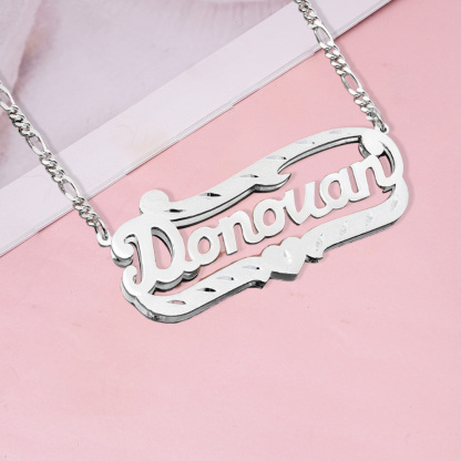 Personalized Double Plate Name Necklace Custom Gold Plated Necklace