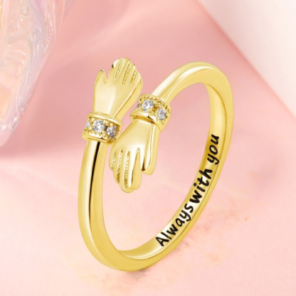 Hug Rings Adjustable Open Ring With Engraving