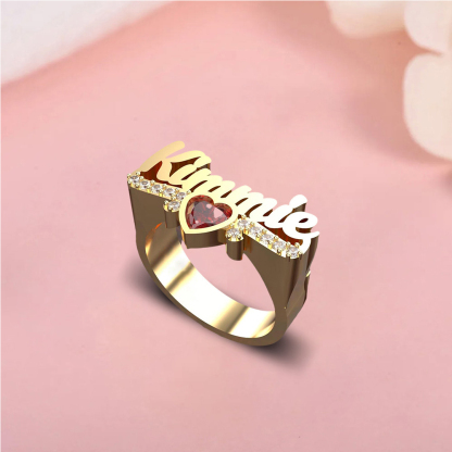 Personalized Zircon Birthstone Name Ring