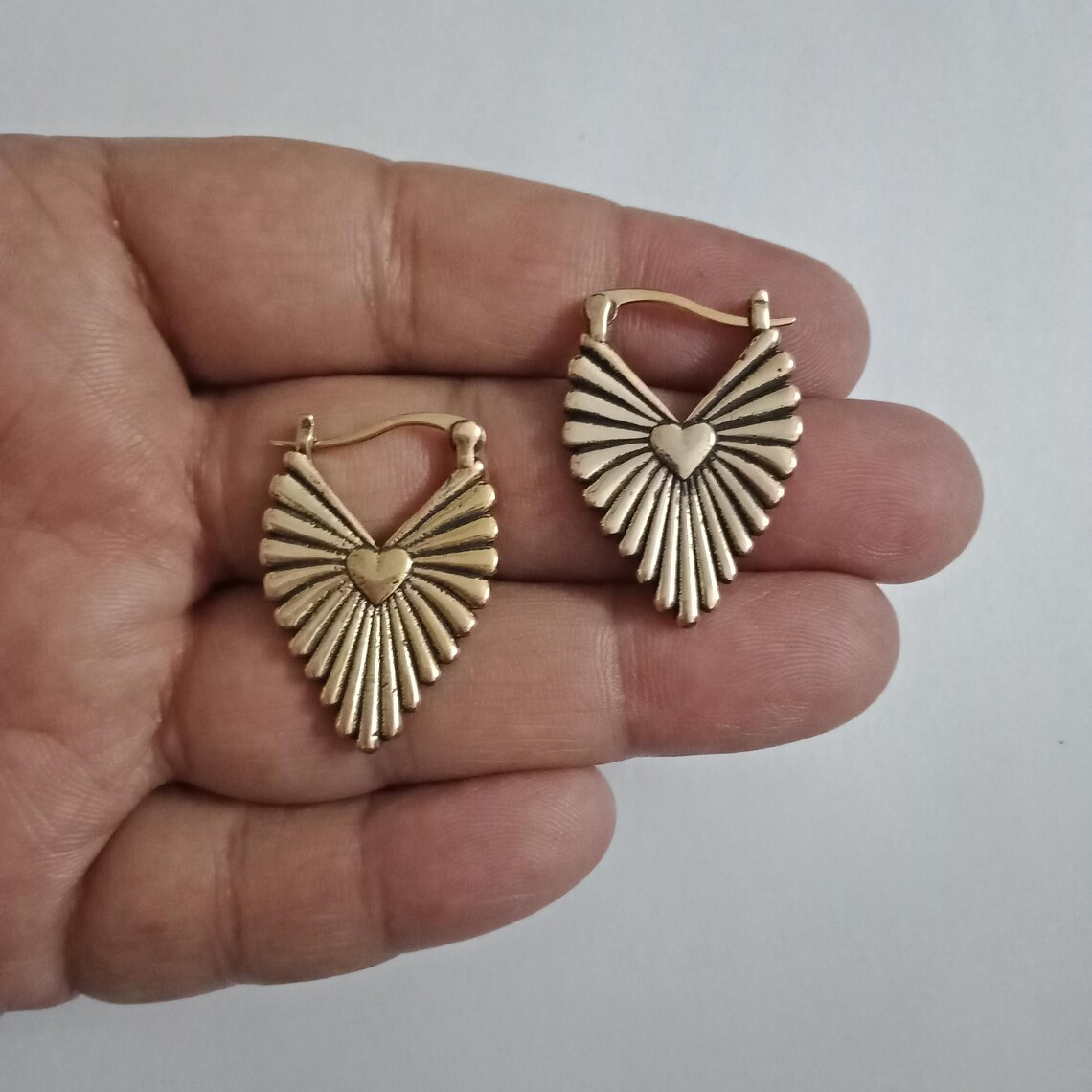 Vintage Style Gold Plated Heart Earrings