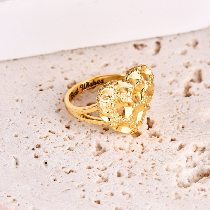 Nugget Gold Plated Heart Love Ring Custom Engraved Ring