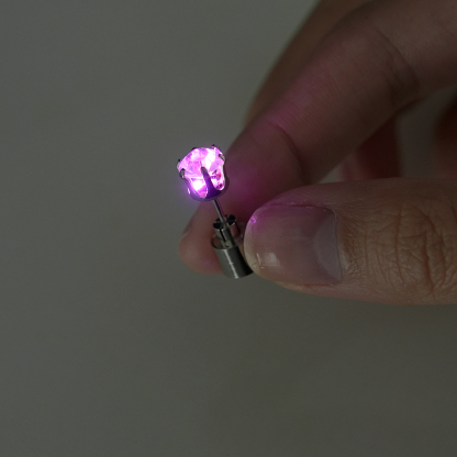 LED Blinking Clear Round CZ Stud Earrings Luminous Earrings 