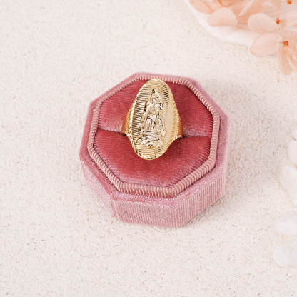 Yellow Gold Plated Virgin Mary Oval Ring