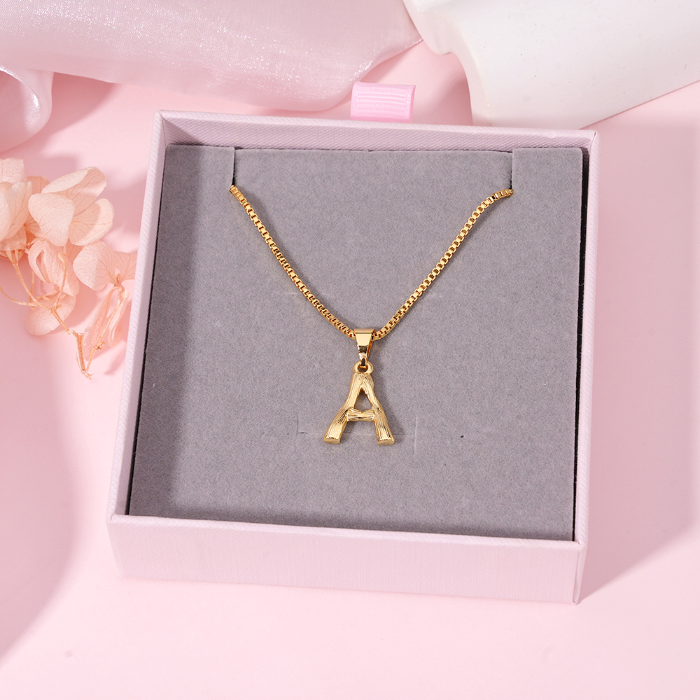 Gold Plated Bamboo Letter Necklace Personalized Initial Necklace