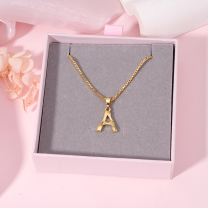 Gold Plated Bamboo Letter Necklace Personalized Initial Necklace