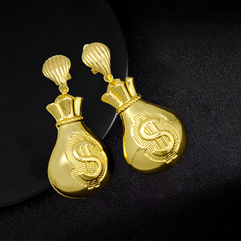 Dollor Lucky Money Bag Pendant Necklace And Earrings 