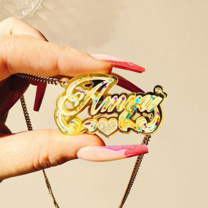 Acrylic Heart Double Layer Custom Name Necklace