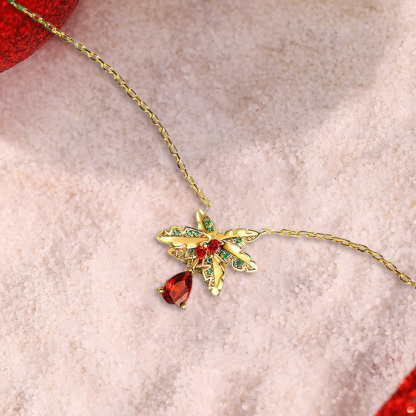 Mistletoe With Ruby Pendant Necklace