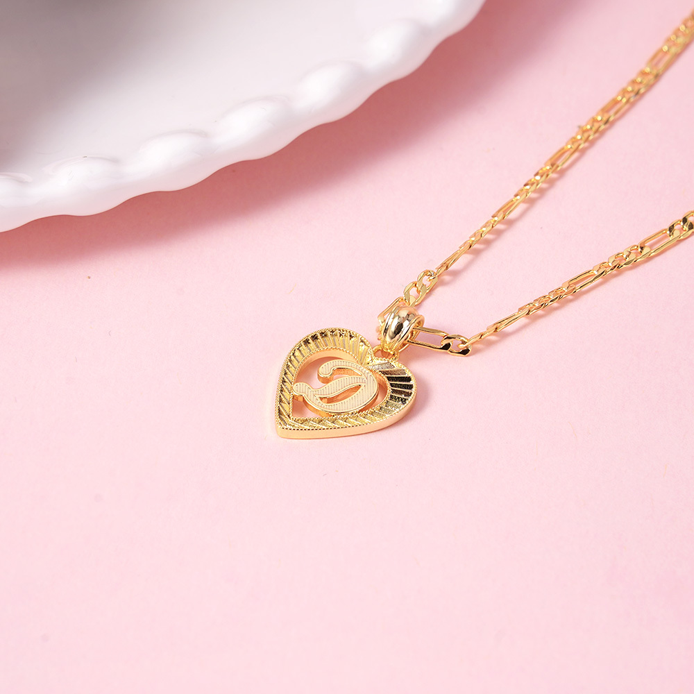 Personalized Heart Shaped Pendant Cut Initial Necklace
