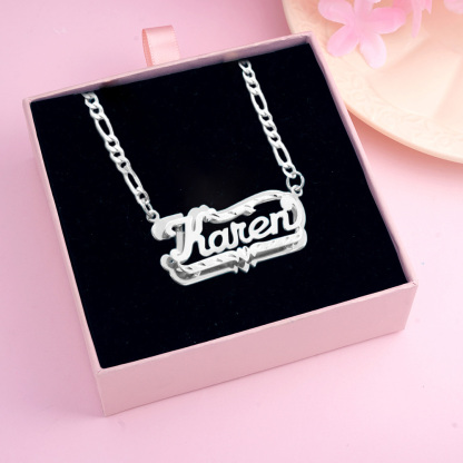 Personalized Double Plate Name Necklace Custom Gold Plated Necklace