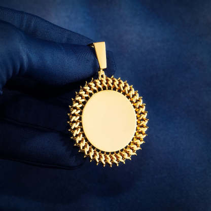 Cuban Link Zricon Round Pendant Custom Photo Necklace