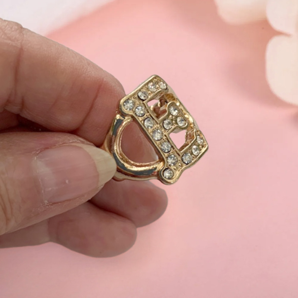 Personalized Custom Gold Plated Letters Ring With Zircon