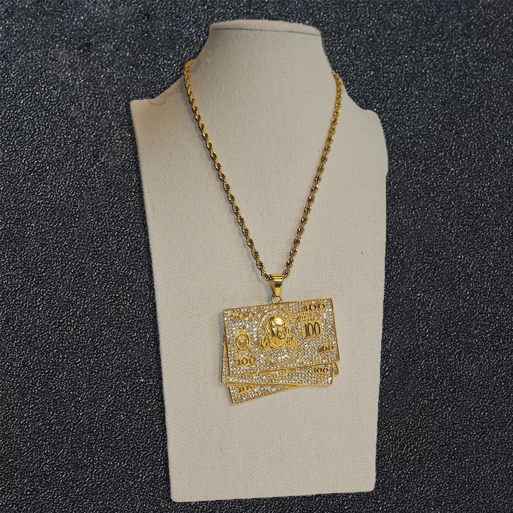 100 Dollar Bill Pendant Necklace
