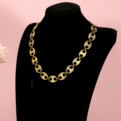 19mm Puffed Mariner Anchor Nugget Textured Chain Necklace