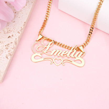 Heart Crown Necklace Personalized Custom Copper Silver Name Necklace