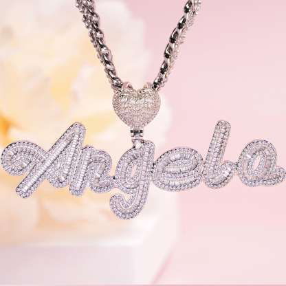 1-6 Zirconia Letters Heart Iced Out Cuban Chain Custom Necklace