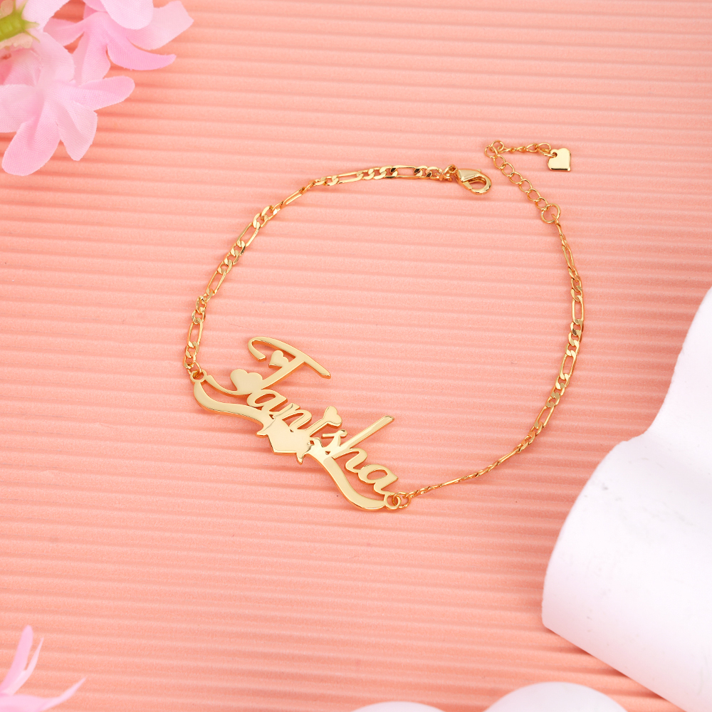 Cuban Chain Personalized Custom Heart Name Bracelet