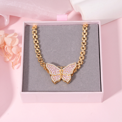 6.5mm RX Chain with Butterfly Pendant RX Style Necklace 