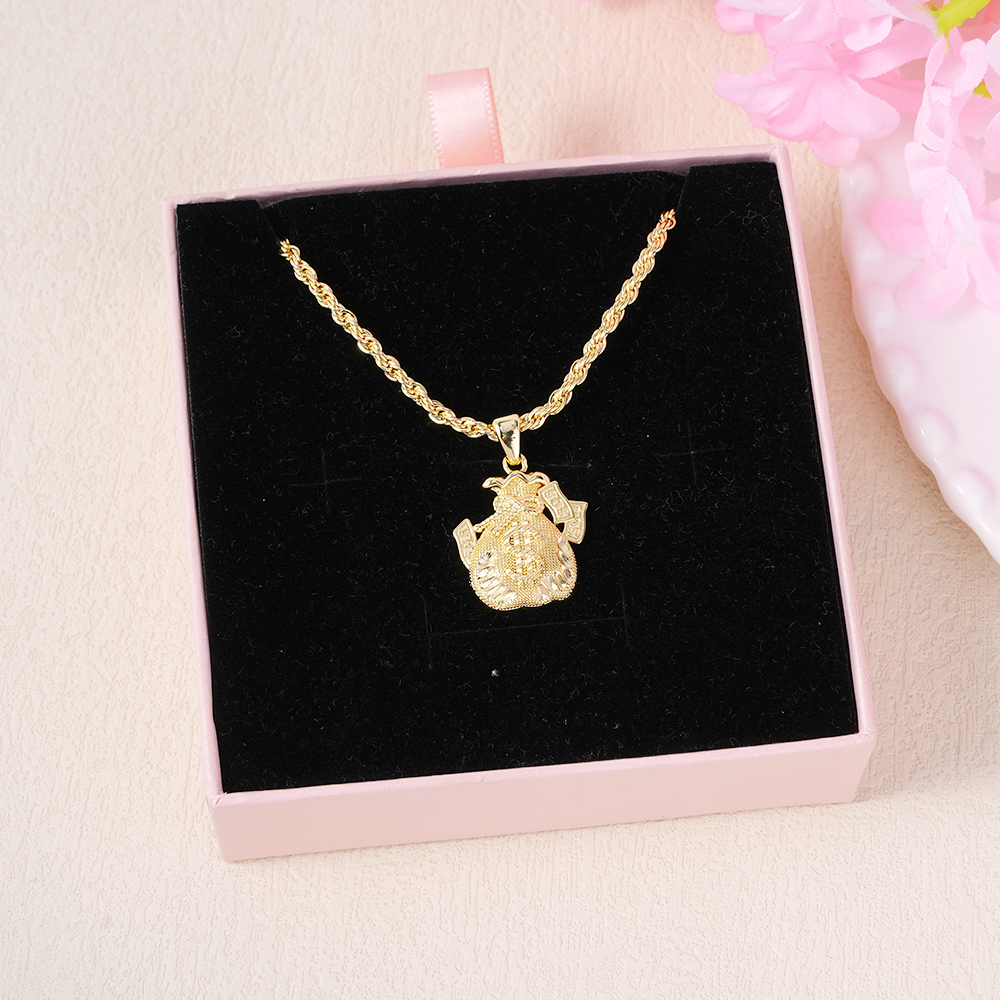 Gold Plated Money Bag Lucky Charm Pendant Necklace