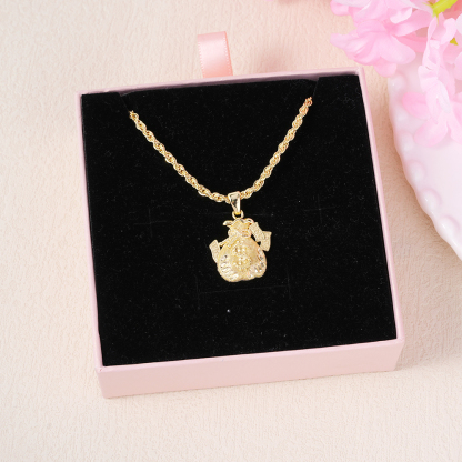 Gold Plated Money Bag Lucky Charm Pendant Necklace 