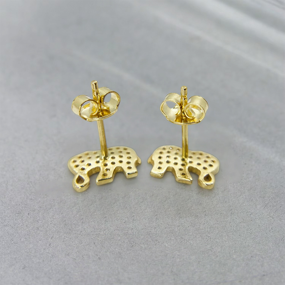 Elephant Earrings CZ Push Back Stud Earrings 