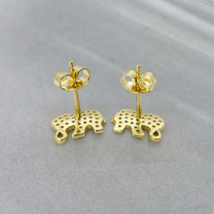 Elephant Earrings CZ Push Back Stud Earrings 