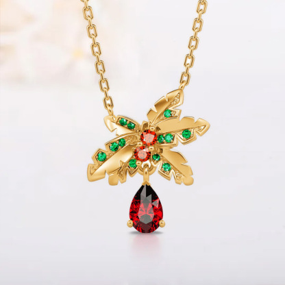 Mistletoe With Ruby Pendant Necklace