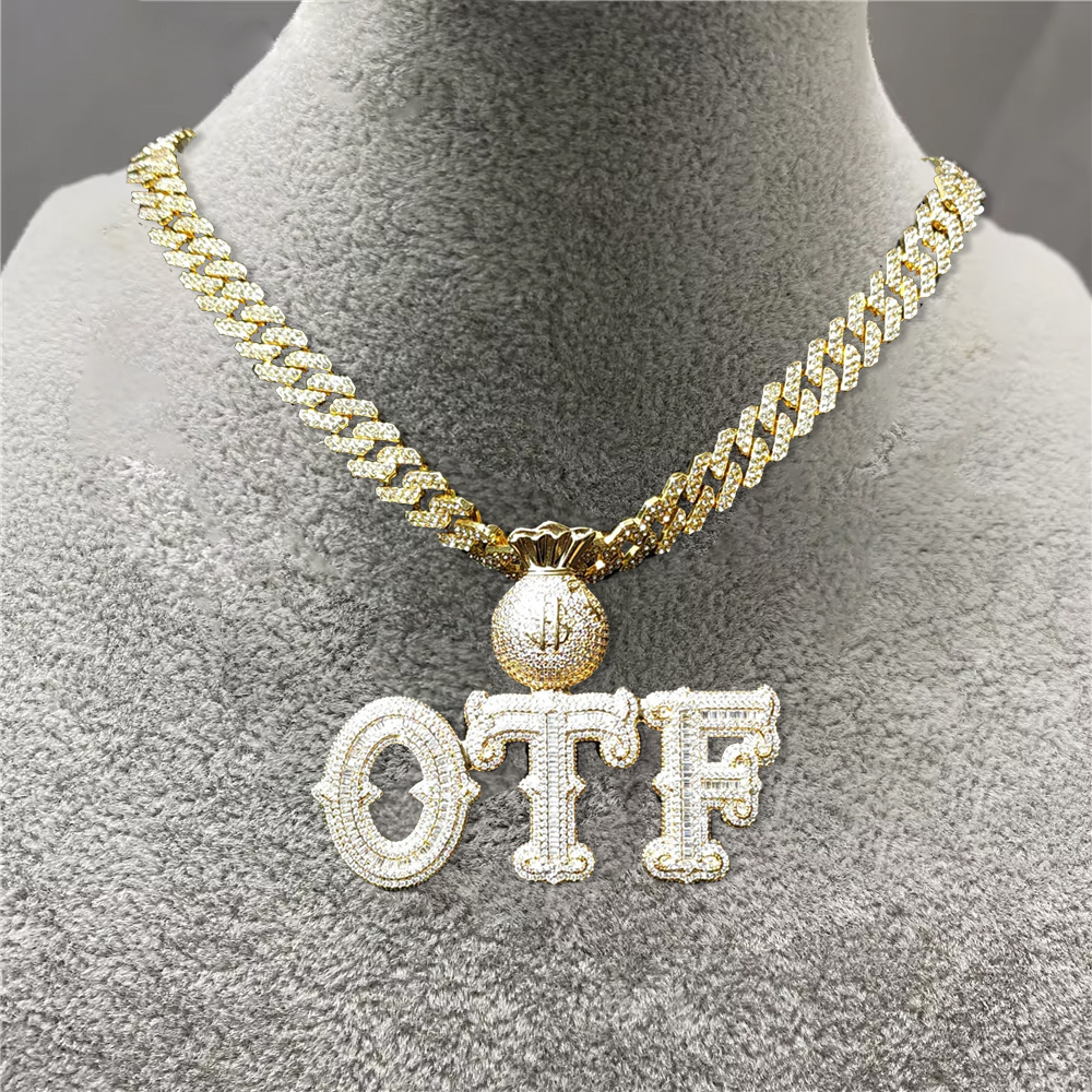 Iced Out Hip Hop Necklace Custom Dollar Wallet Name Necklace