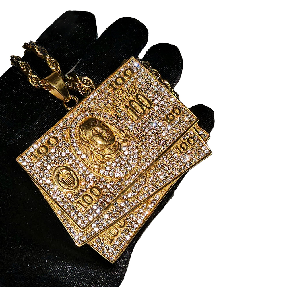 100 Dollar Bill Pendant Necklace