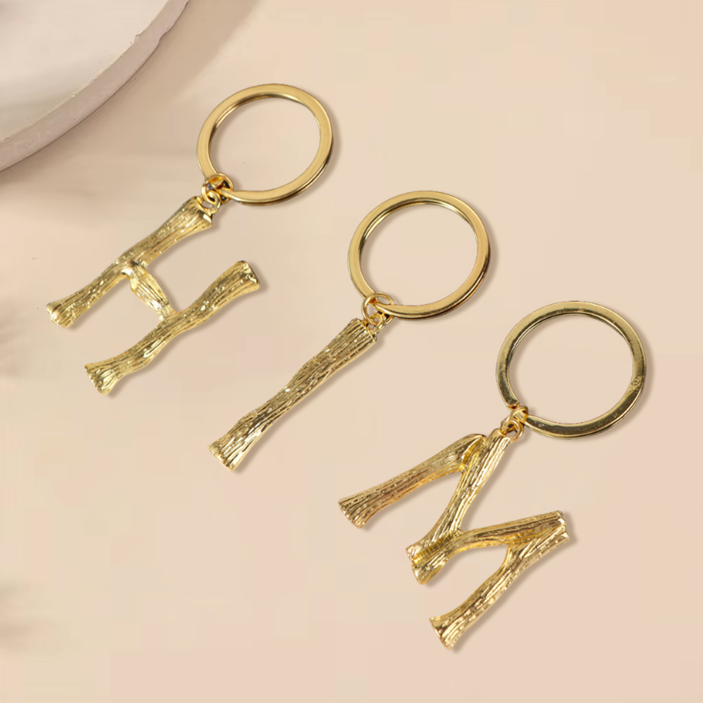 Bamboo Initials Charms Keychain Bag Pendant Accessories
