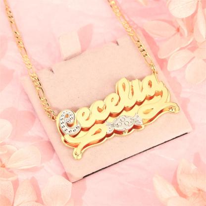 Double Layer Two Tone Candy Nameplate Personalized Custom Name Necklace 