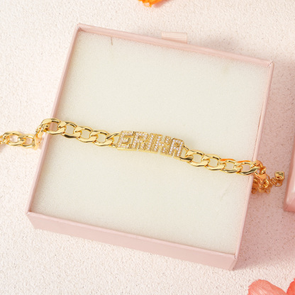 Thick Cuban Link Bracelet Gold Plated Personalized Name Bracelet