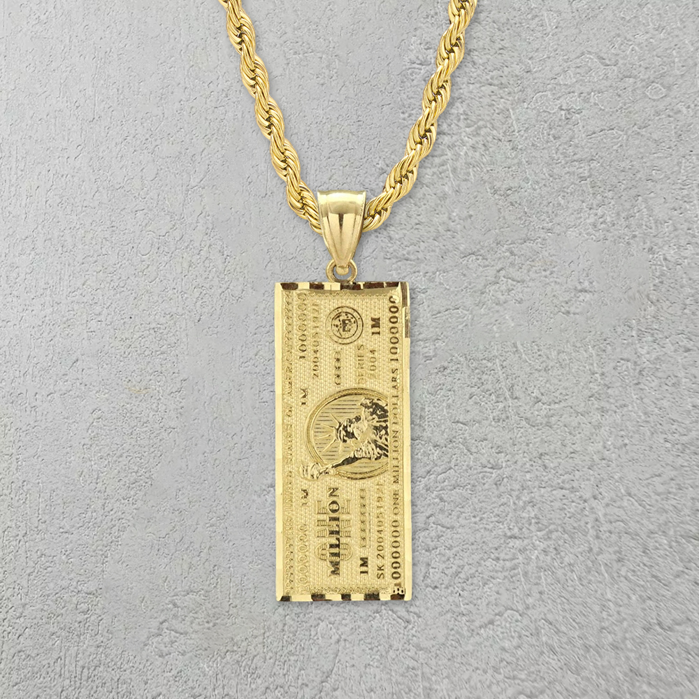Million Dollar Bill Money Necklace Gold Plated