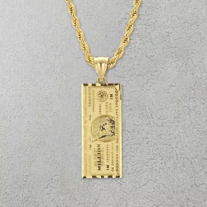 Million Dollar Bill Money Necklace Gold Plated