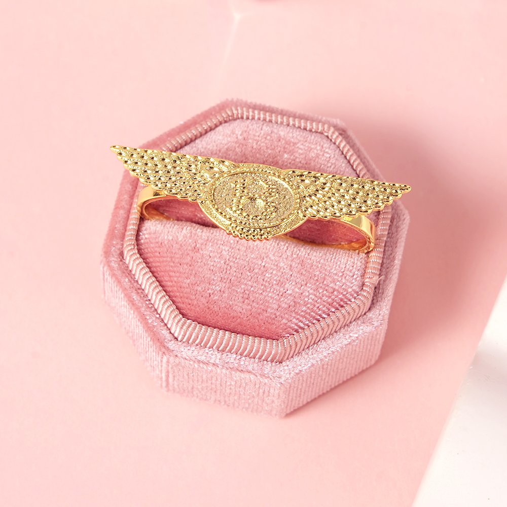 Wings Letter Initial Ring Two Finger Ring