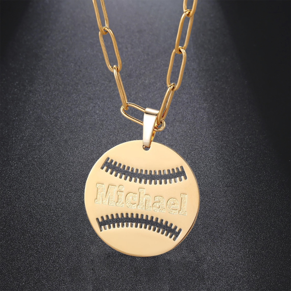 Baseball Necklace Custom Engraved Necklace