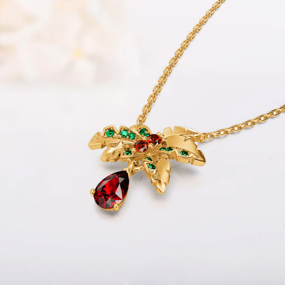 Mistletoe With Ruby Pendant Necklace