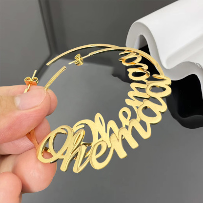 Big Name Earrings Custom Hoop Name Earrings