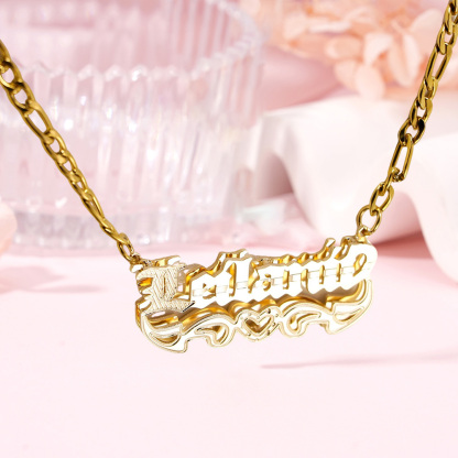 Old English Font Double Layer Personalized Name Necklace 