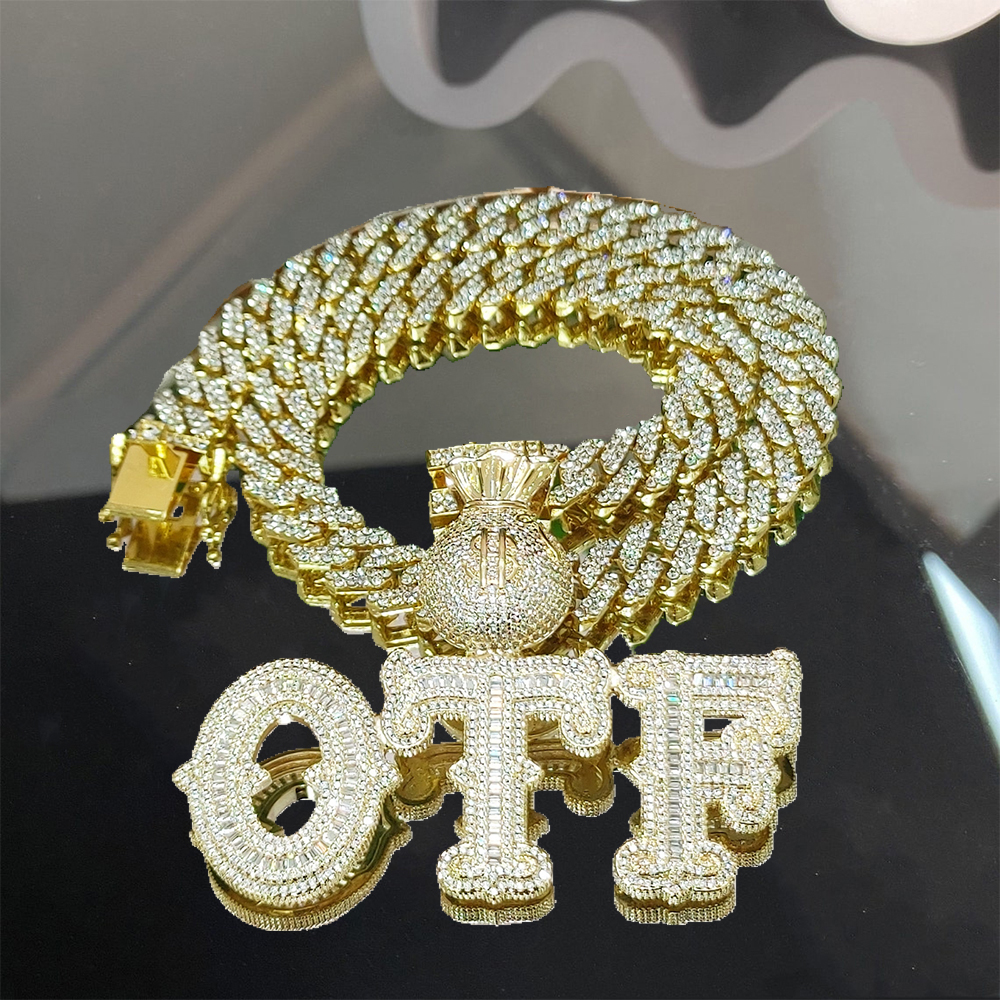 Iced Out Hip Hop Necklace Custom Dollar Wallet Name Necklace